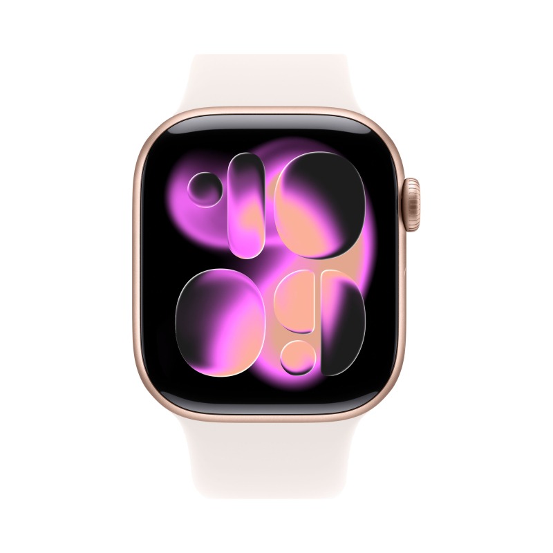Apple Watch Series 11, 42 мм, корпус из алюминия цвета «Розовое золото», спортивный ремешок, размер S/M