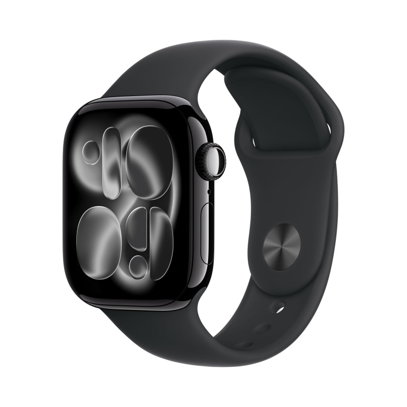 Apple Watch Series 11, 42 мм, корпус из алюминия цвета «Чёрный оникс», спортивный ремешок, размер S/M